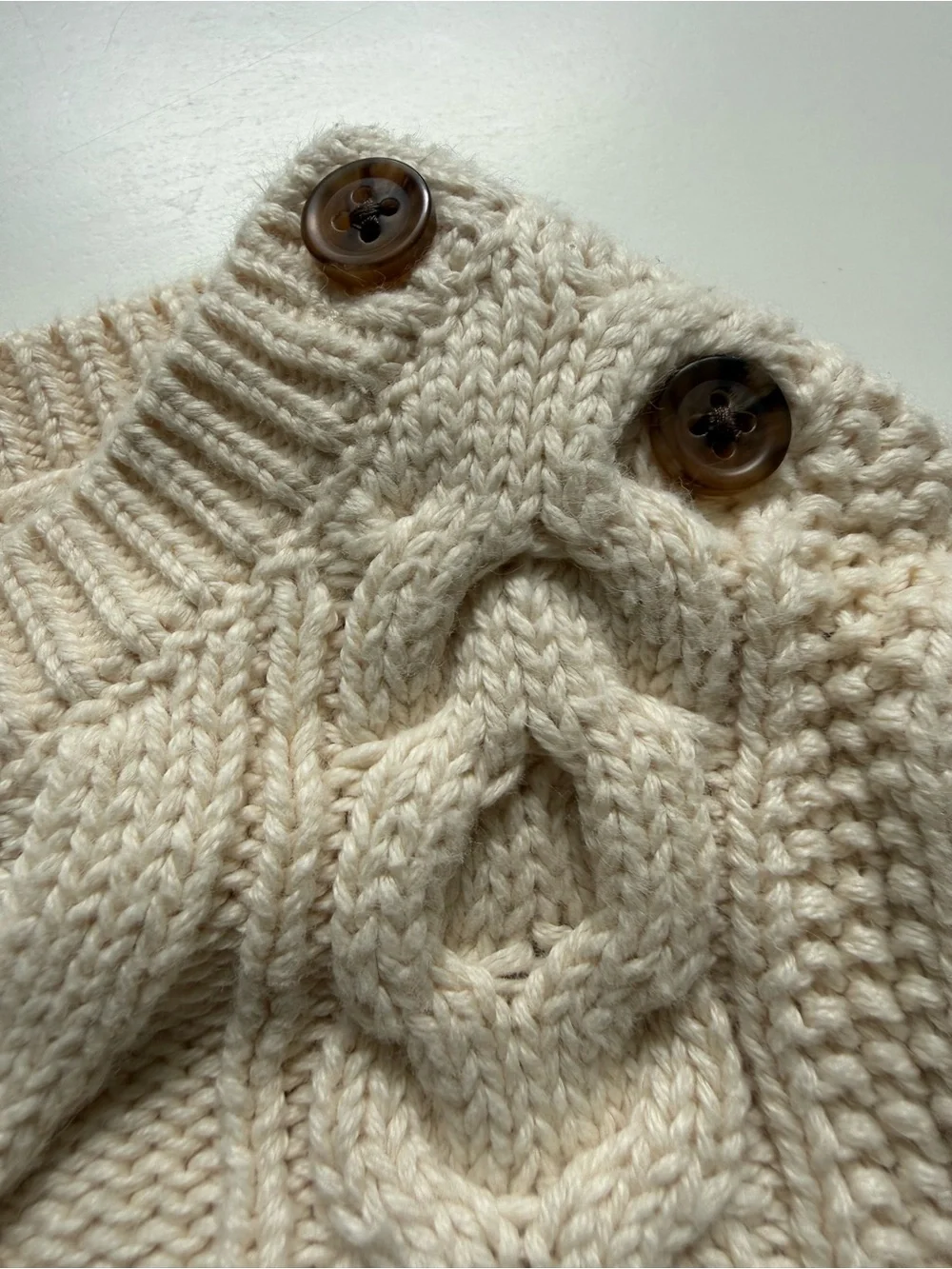 Baby GAP Cream Cable-Front Button-Shoulder Sweater